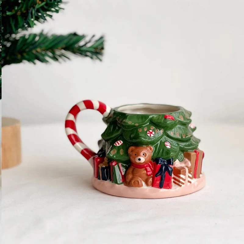 

Christmas Decoration Hand-painted Christmas Trees Santa Claus Mug Ornaments Living Room Kitchen Water Cup Milk Cup Crafts