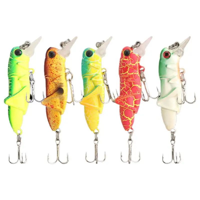 Grasshopper Fishing Lure 5pcs Grasshopper Fishing Hard Baits Hooks With Storage Box Artificial Hard Baits Hooks Topwater For