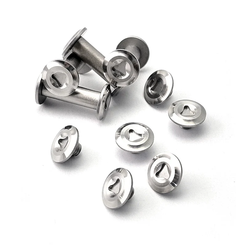 10 Sets/lot Stainless Steel Fit for 5MM Hole Size Knife Handle M4 Thread Rivets Locking Screws Spindle Axis Nails DIY Make Parts