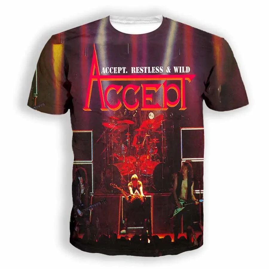 Nuevas Camisetas Clásicas de la Banda Accept, Camisetas con Estampado 3D para Hombre y Mujer, Camiseta Hip Hop de Manga Corta con Cuello Redondo, Camisetas Extra Grandes, Ropa para Hombre