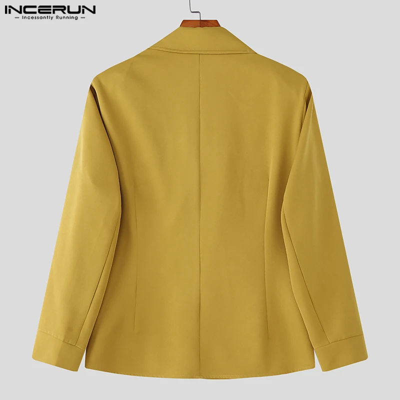 INCERUN الرجال السترة بلون التلبيب كم طويل عادية الذكور دعوى الشارع الشهير فضفاضة أنيقة موضة الذكور رقيقة معاطف السترة #5