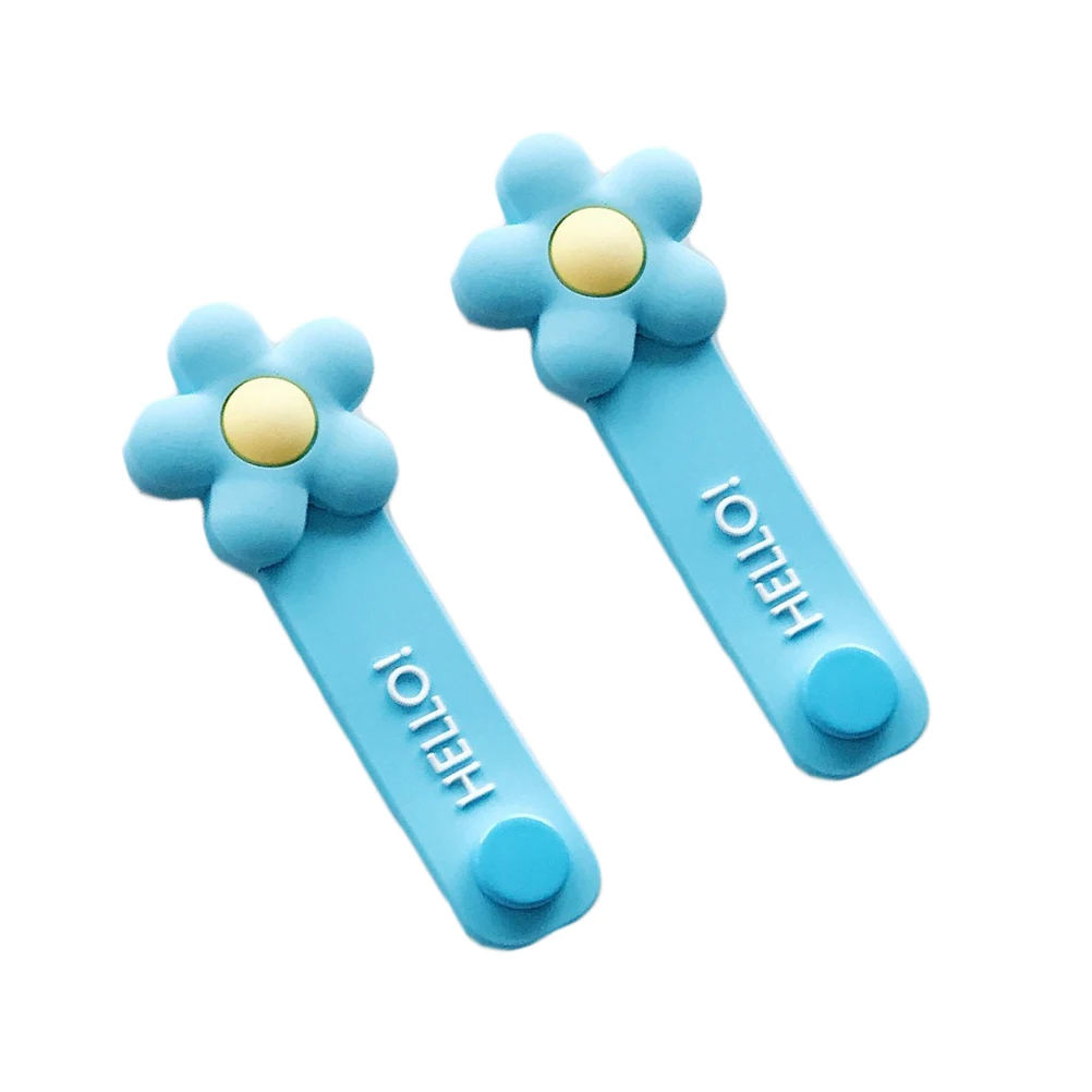 

2Pcs Cute Flower Design Cable Winder Yellow Dustproof Silicone Cord Organizer for Earphone USB Wires Easy Storage Tidy Desk