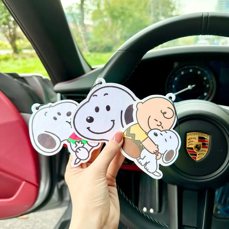 Cute Snoopy Pochacco new fun and creative cartoon pattern car rearview mirror decorative pendant deodorizing fragrance tablets