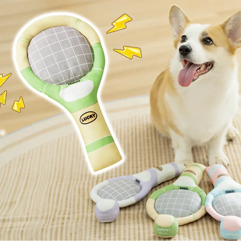 

Pet Dog Toy Tennis Sports Sound paper Racquet Toy Teddy Teeth Grinding Companion Pet Supplies for Small Dogs Puppy Accessories