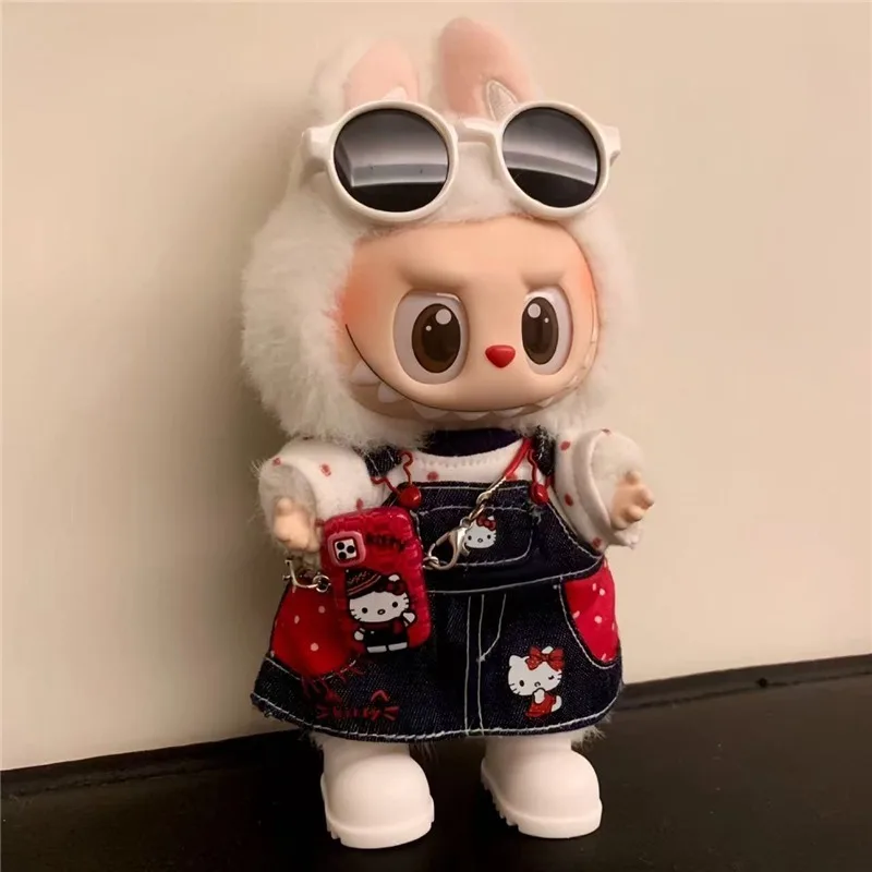 15 17cm ラブブドール用 水玉模様ストラップスカート衣装 かわいいハローキティ カウボーイストラップパンツ ストレートレギンス服 ロパ