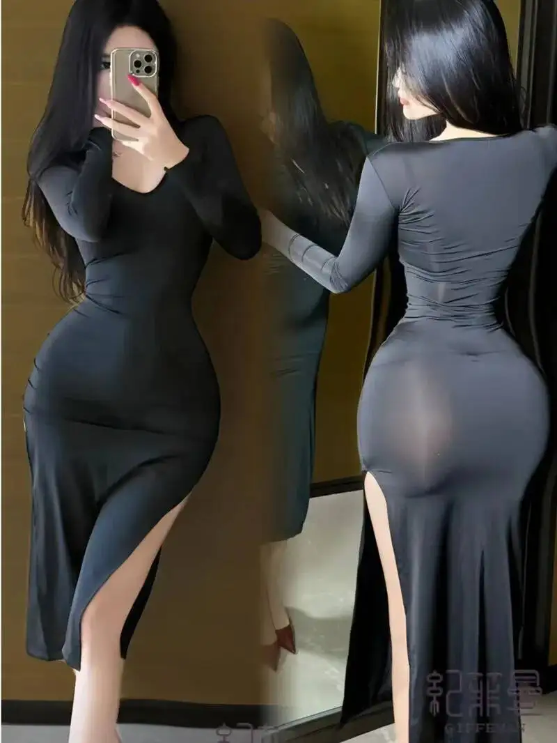 Sexy Frauen Hohe Taille Split Cheongsam Nachtclub Uniform Heißes Kleid Elegante Mode Süße Kleider 2025, Neue Frauen Tops X2F5