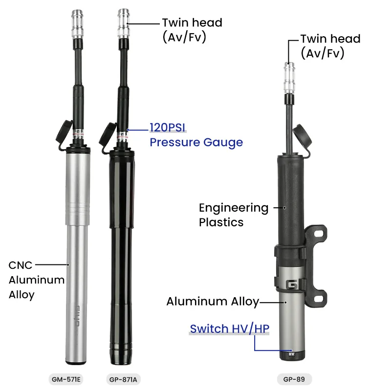 Giyo 120psi Portable Bicycle Pump Hidden Hose Design Mini Bike Tyre Inflator MTB Road Bike Schrader Presta Valve Hand Air Pump