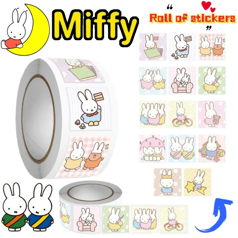 

New Miffy Rabbit Anime Peripheral Cartoon Cute Curly Stickers High-Appearance-Value Girlish Heart Journal Decoration Stickers