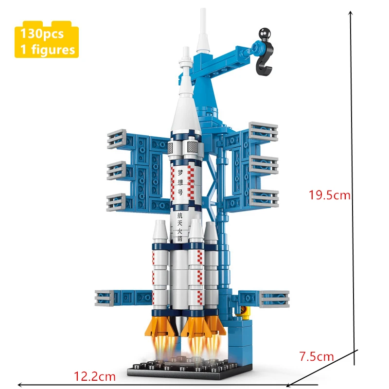 MOC Aerospaces Bemand raketvaartuig Lanceercentrum Ruimte Ruimtevaartuigen Luchtvaartstad Bouwstenen Modelstenen Kits Sets Ideeën