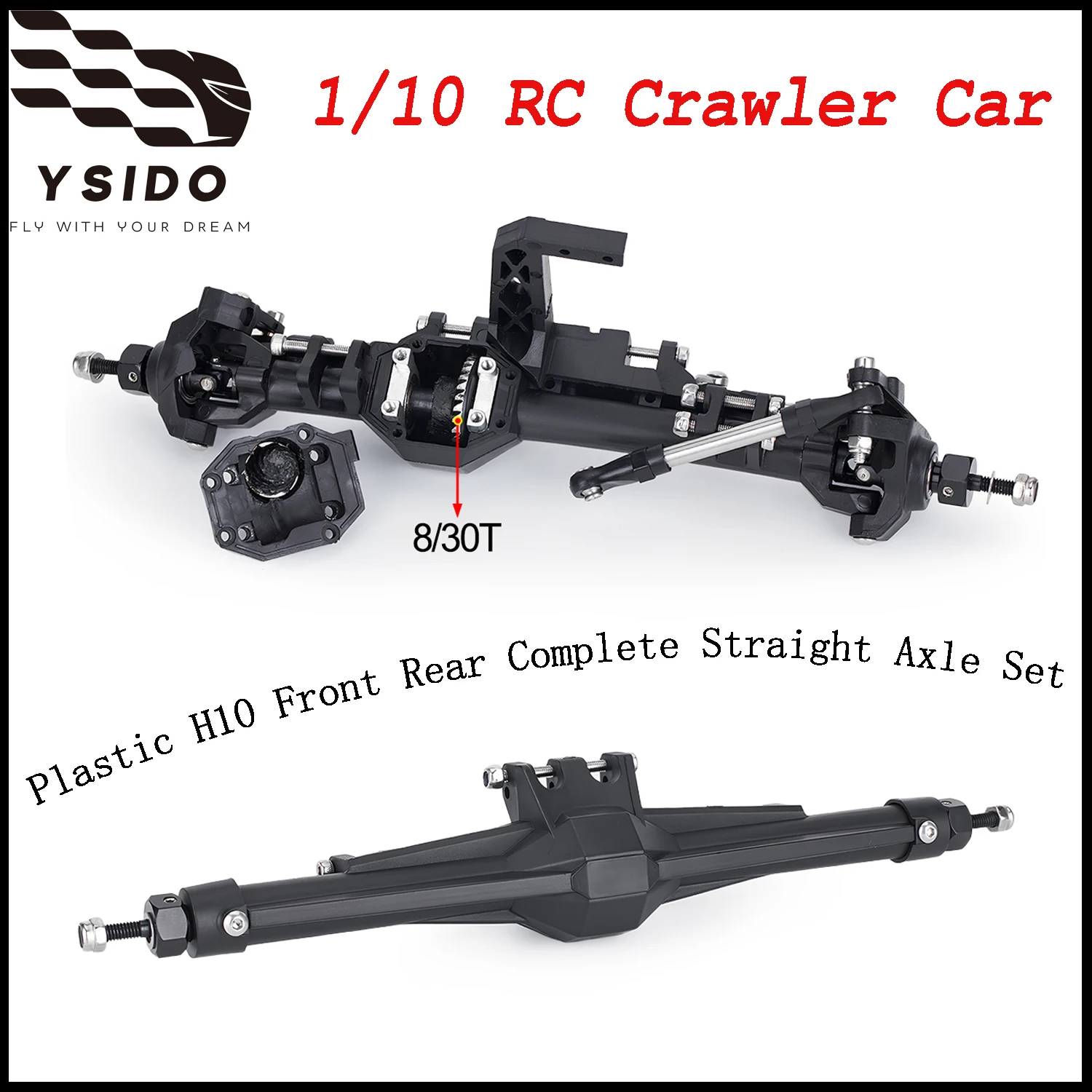 Conjunto Completo de Eixos Dianteiros e Traseiros de Plástico YSIDO H10 para Carro RC 1/10 Vanquish H10 Optic SCX10 TRX4