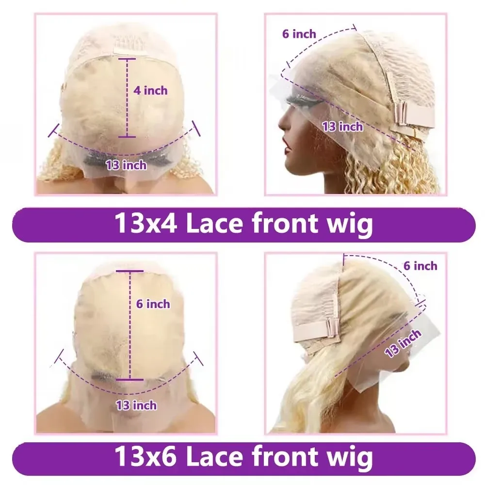 Perruque Lace Front Wig 613 naturelle, cheveux humains, Body Wave, blond HD, 13x6, 40 pouces, densité 250%