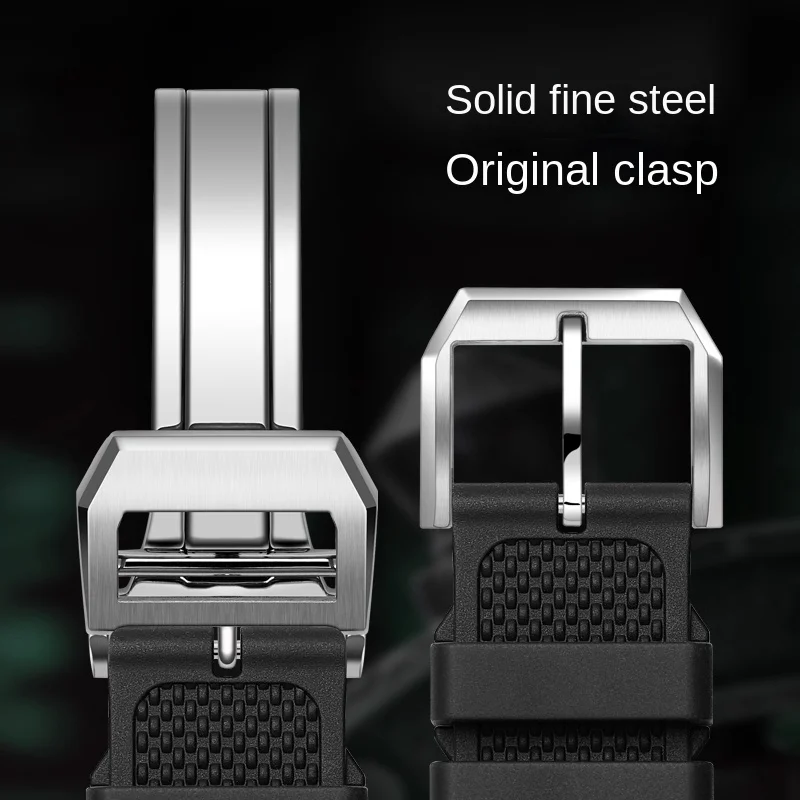 Correa de reloj de goma FKM de 20mm para IWC, serie portuguesa, diseño de extremo curvo, ajuste para reloj, hebilla perfectamente y hebilla plegable a elegir