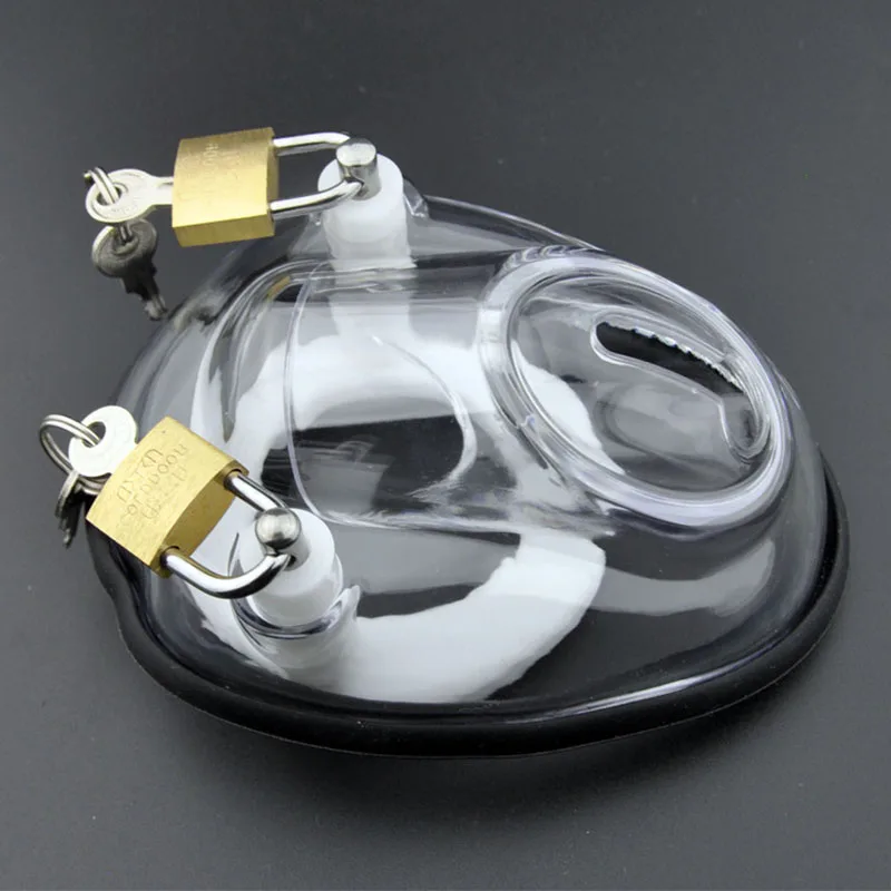 Hot Sale Male Plastic Chastity Devices  With Two Rings Cock Cage Penis Lock Bondage Chastity Cage ,Chastity Belt BDSM Sex Toys