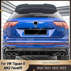 ABS Gloss Black Car Rear Bumper Diffuser Center Spilitter For Volkswagen Tiguan R MK2 Facelift 2020-2023 Tuning Body Kits