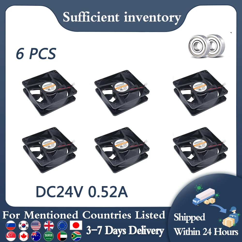 Genuine new 6 PCS FD241238EB DC 24V 0.52A S7 S9 T9 L3 BTC ETH Mining Double Ball Bearing/Cooling Fan 120*120*38mm