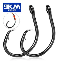 Pesca Círculo Ganchos Água salgada 25 ~ 50Pcs Catfish Ganchos High Carbon Steel Bait Ganchos De Pesca Wide Gap Non-offset Gancho Salmão Baixo