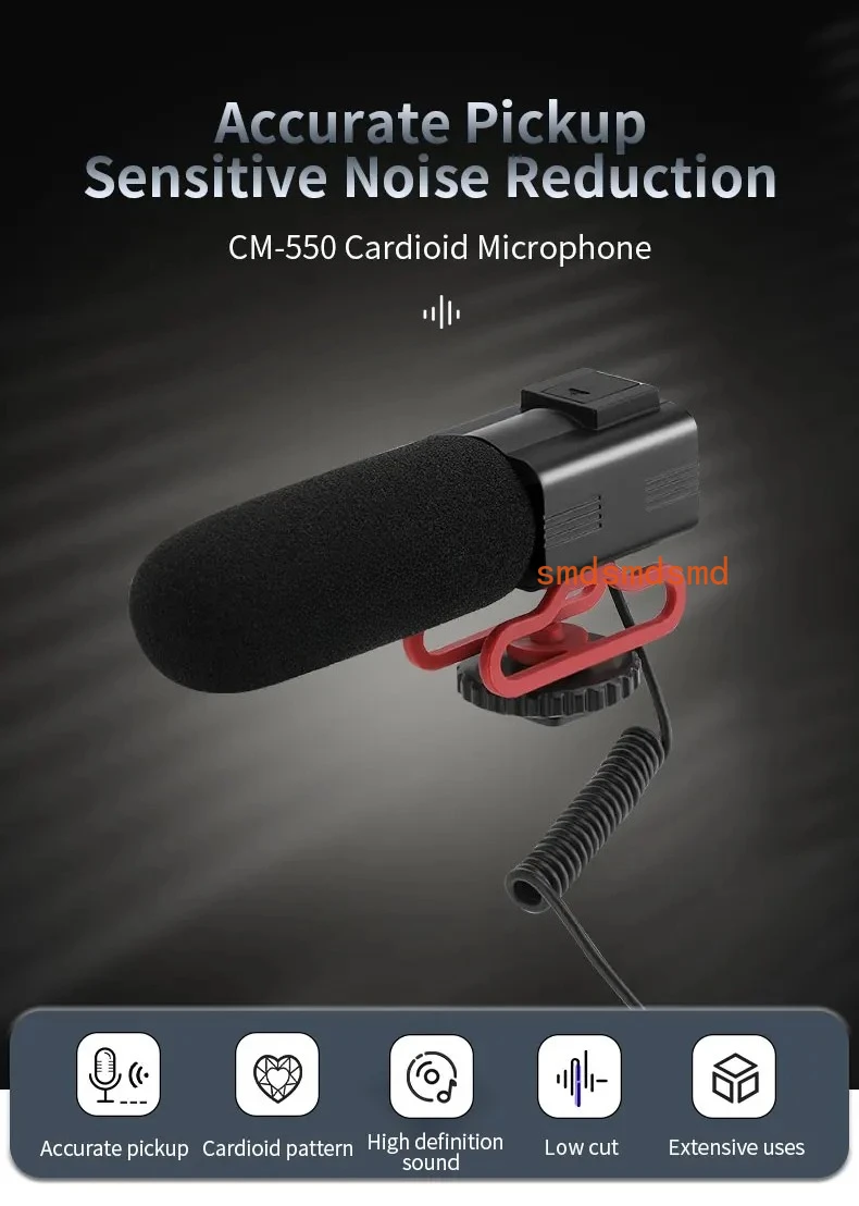 CM-550 Microphone Live Streaming Noise Reduction Youtube Vlogger Videos Shooting, for DSLR Video Camera Camcorders