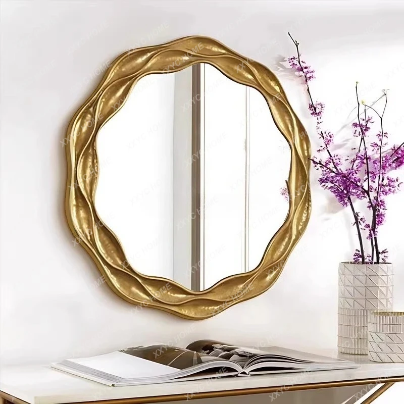 

retro bathroom mirror wall-mounted toilet washstand round makeup mirror