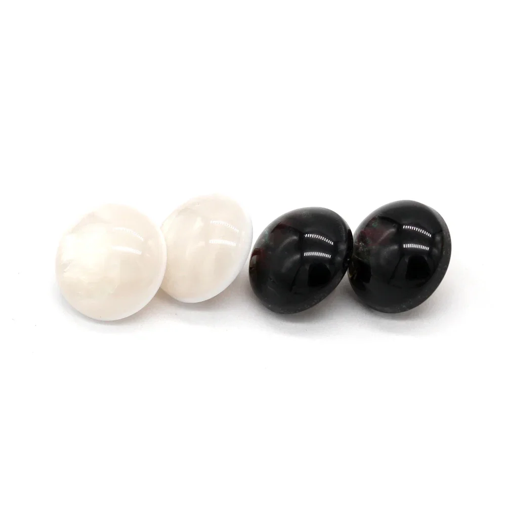 HENGC 20Pcs 11mm Round White Black Pearl Light Resin Buttons for Clothing Shirt Skirts Cuff Collar DIY Handmade Decorations