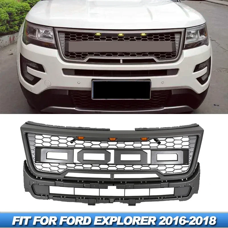 Fit for 2016-2018 Ford Explorer grill refit 2017 EXPLORER grille front bumper modification with LED light accessories