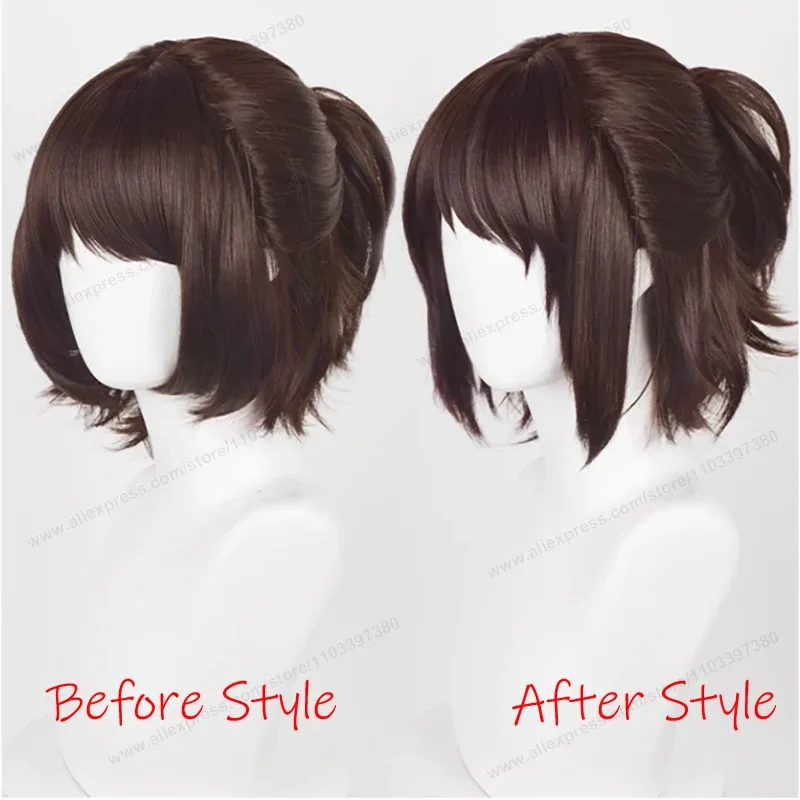 

Hange Zoe Cosplay Anime 35cm Dark Brown Short Hair Heat Resistant Synthetic Wigs+ Wig Capx,5;d'2.y;8'
