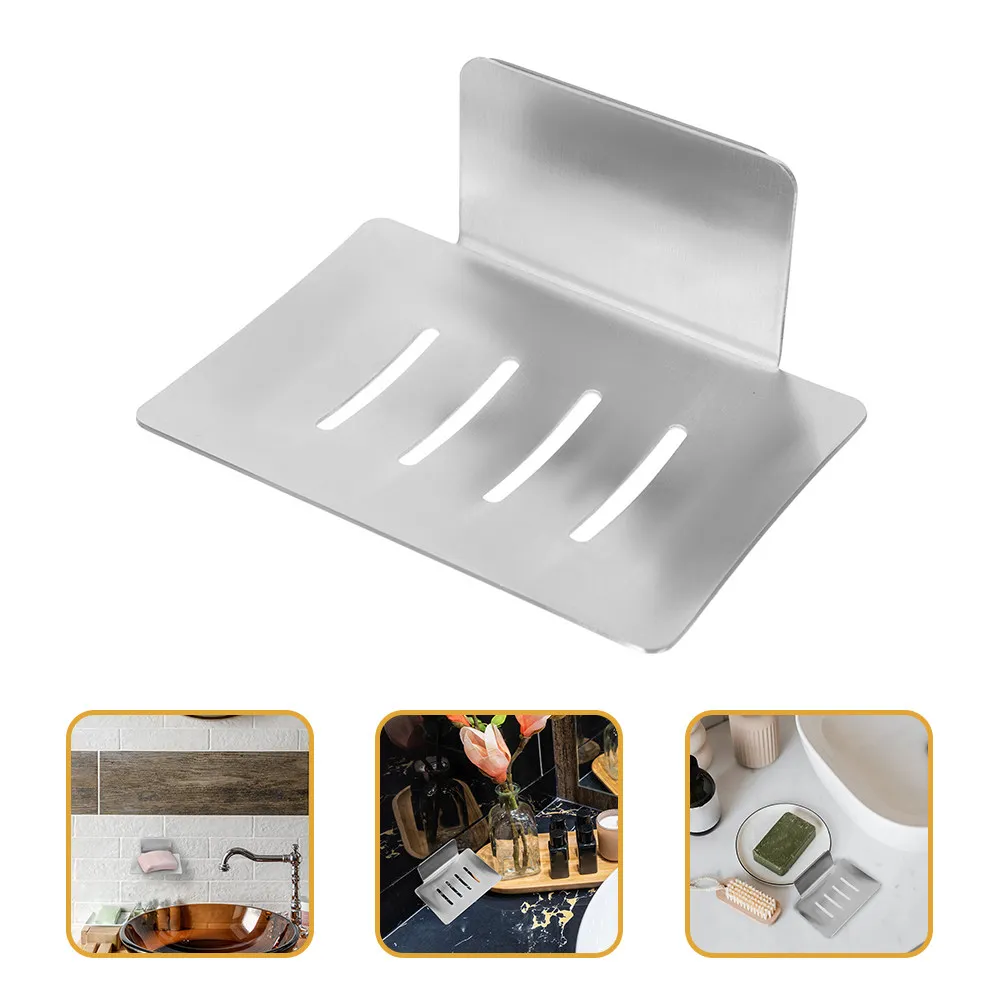 

Wall-Mounted Stainless Steel Adhesive Soap Stand Soap Tray Draining Holder Bathroom Kitchen Rustproof Waterproof