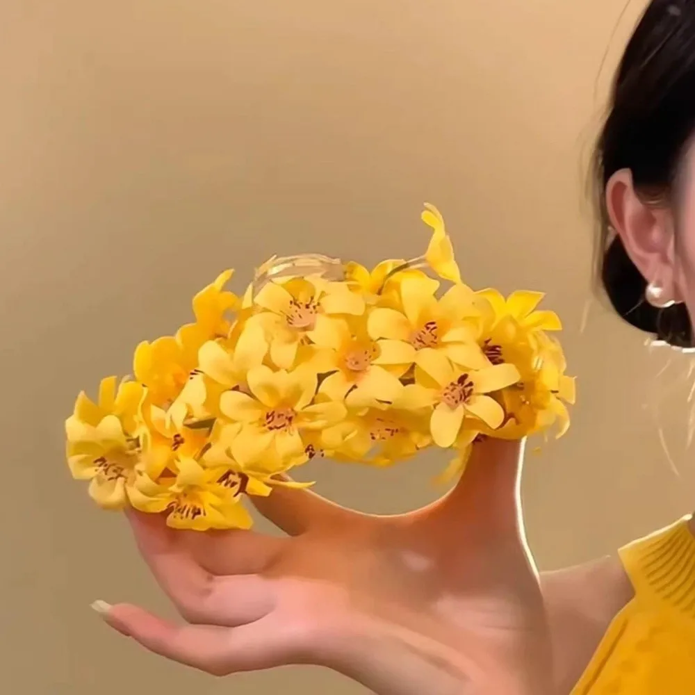 

Новая пляжная заколка для волос с цветочным узором, однотонная, акриловая, в отпускном стиле, заколка-краб, нежная, сказочная, элегантная, для морского побережья