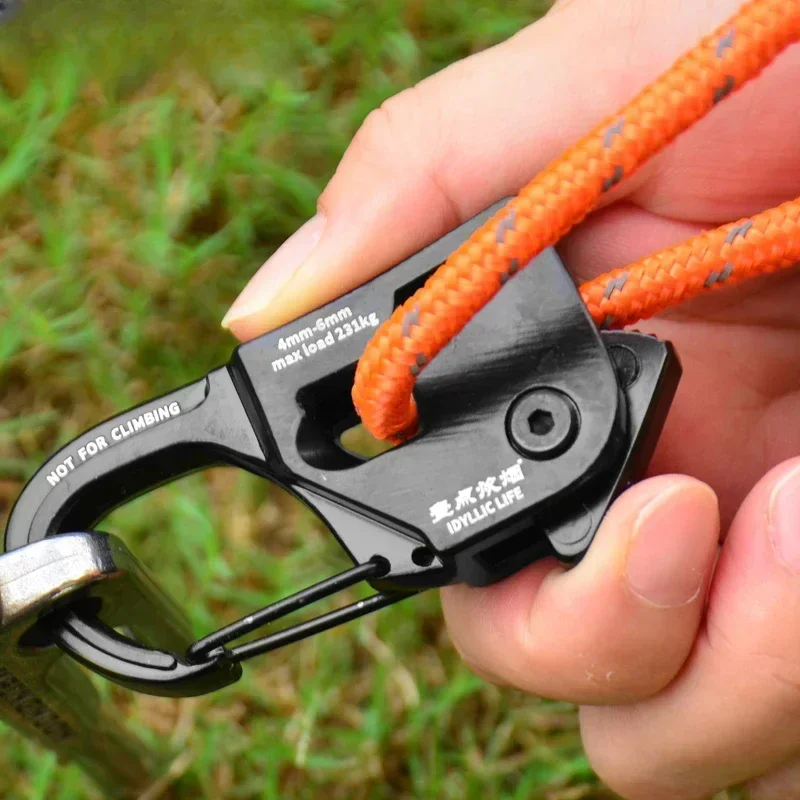 Rope Tightener Camping Ropes Buckle Self-locking Carabiner Aluminum Alloy Cord Tightener Survival Outdoor Tools Camping Supplies