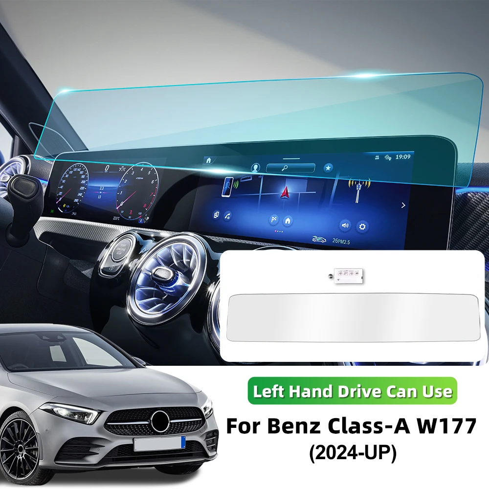 

Защитная пленка из закаленного стекла 2 в 1, для Mercedes-Benz A-Class W177, центральная консоль автомобиля, GPS-навигация, экран, защитный дисплей