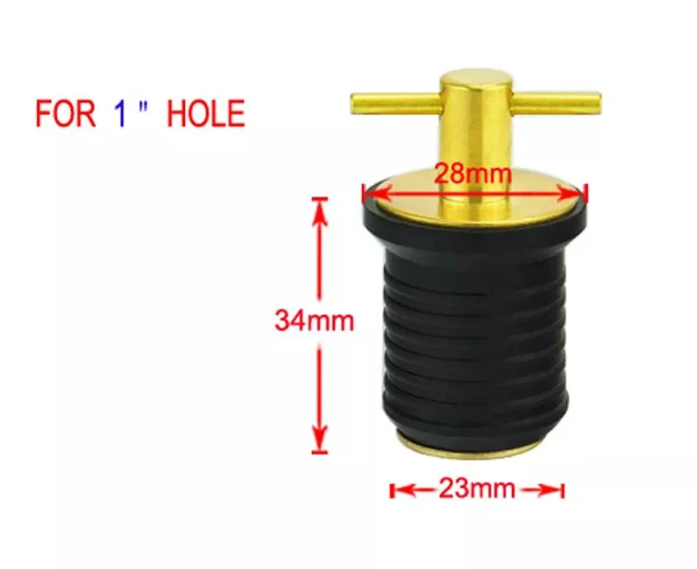 1 นิ้วยางทองเหลือง T-Handle TWIST-IN Hull Livewell เรือปลั๊กท่อระบายน้ําเรือ Bilge Transom Seawall Baitwell Marine เรืออุปกรณ์เสริม