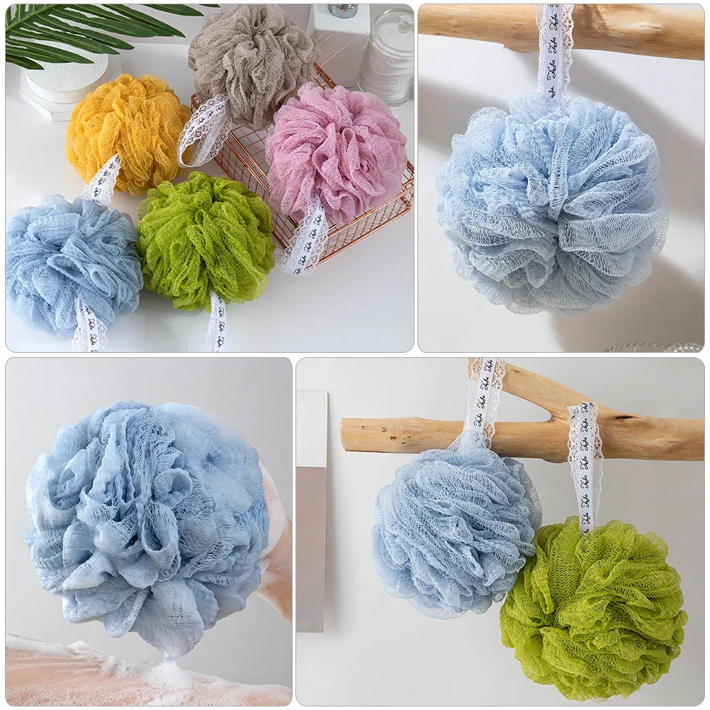 

2pcs Portable Bathing Balls Household Sponges Lanyard Design Wear-Resistant Bath Loofahs Compact Daily Use Shower Accessories