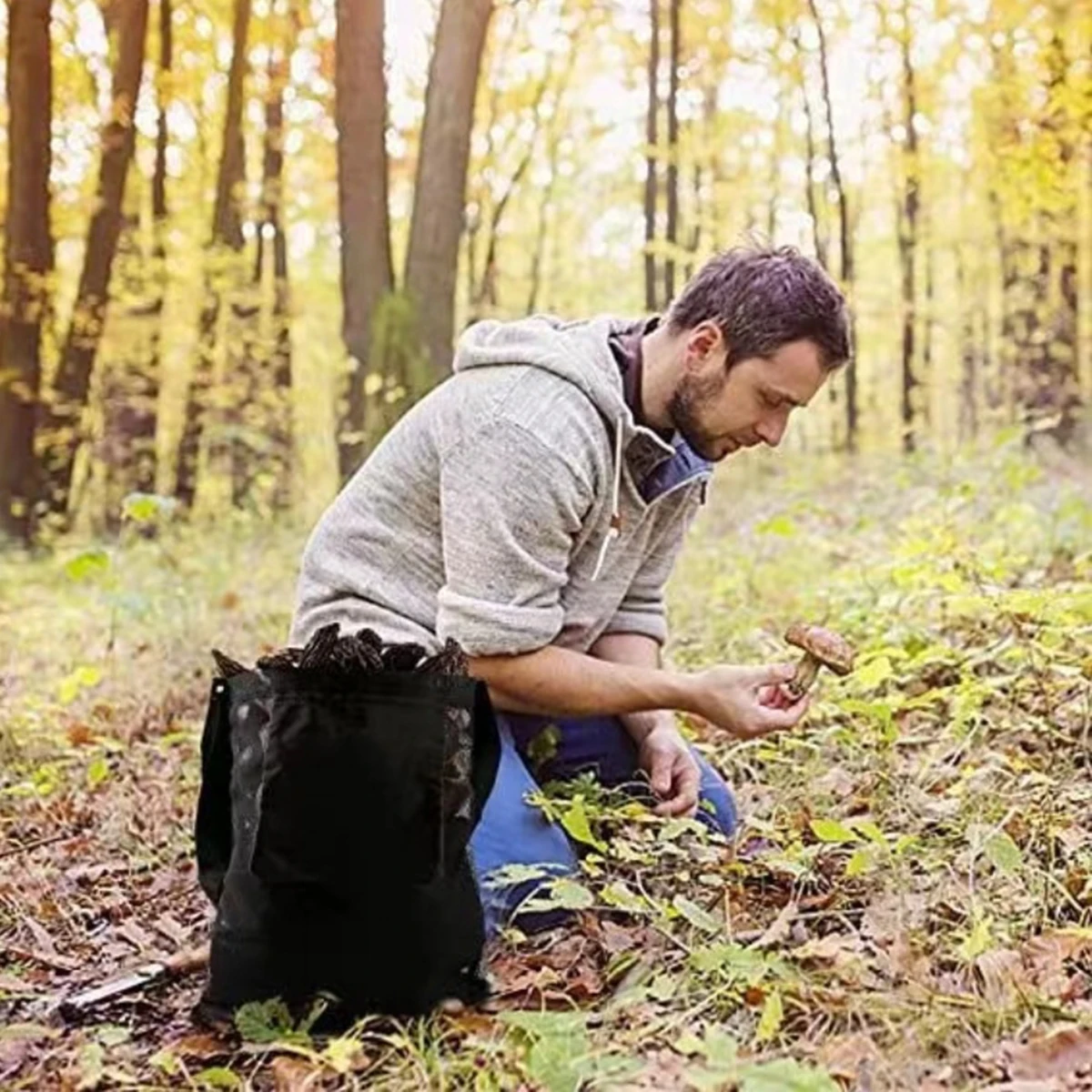 

1 PC outdoor fruit picking bag, mushroom picking and storage bag, foldable large-capacity mesh bag, outdoor crossbody bag