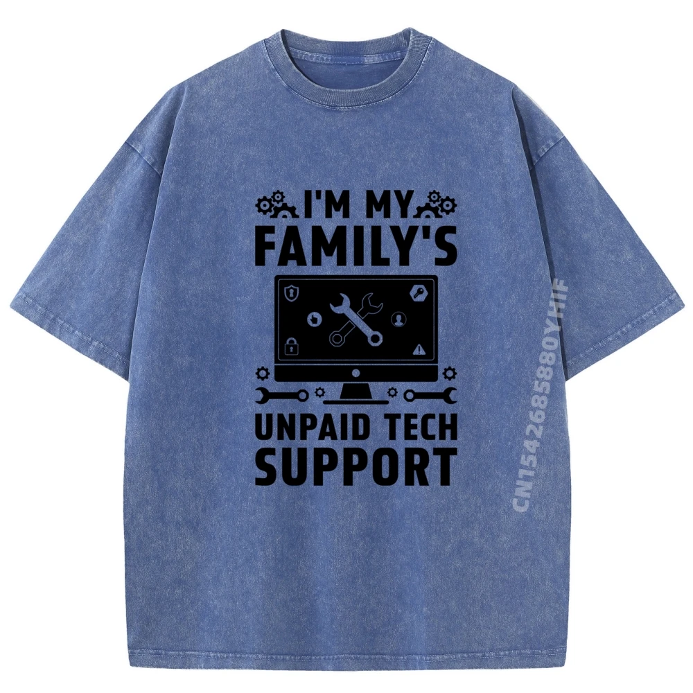 

I M My Family Unpaid Tech Support Компьютерный инженер Графические футболки Мужские свободные потертые футболки Мужские топы