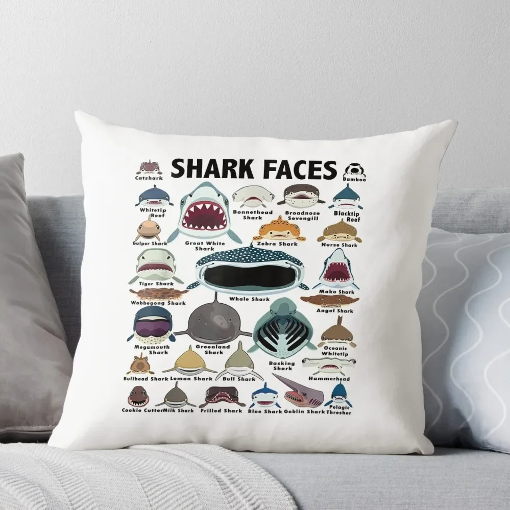 

Types Of Shark Identification - Shark Faces - Shark Heart Throw Pillow Pillowcases For Pillows