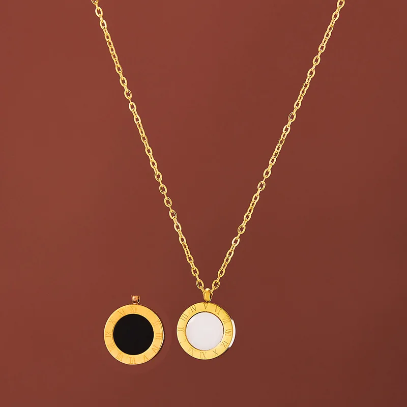 

Rose gold titanium steel high-end necklace women's French simple temperament earrings set chain