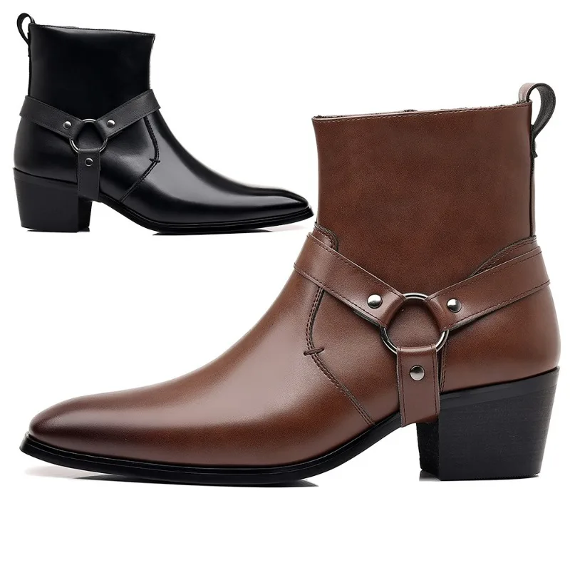 Men's Boots Designer Chelsea Boots Classic Side Zipper Men Shoes Plus Size Platform Knight Boot High-Top Business Leather Boots