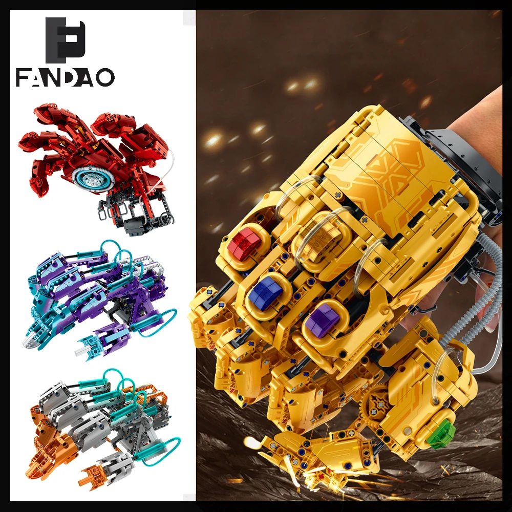 Tactical Mechanical Gloves Mini Cool Wearable Telescopic Gloves DIY Assemble Building Block Toys Kits For Kids Christmas Gifts