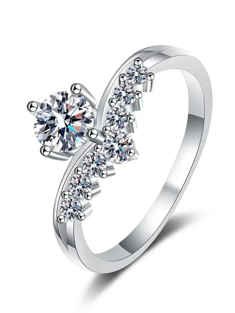 

moissanite ring 925 sterling silver d color VVS1 women's crown princess versatile simple style jewelry with GRA certificate