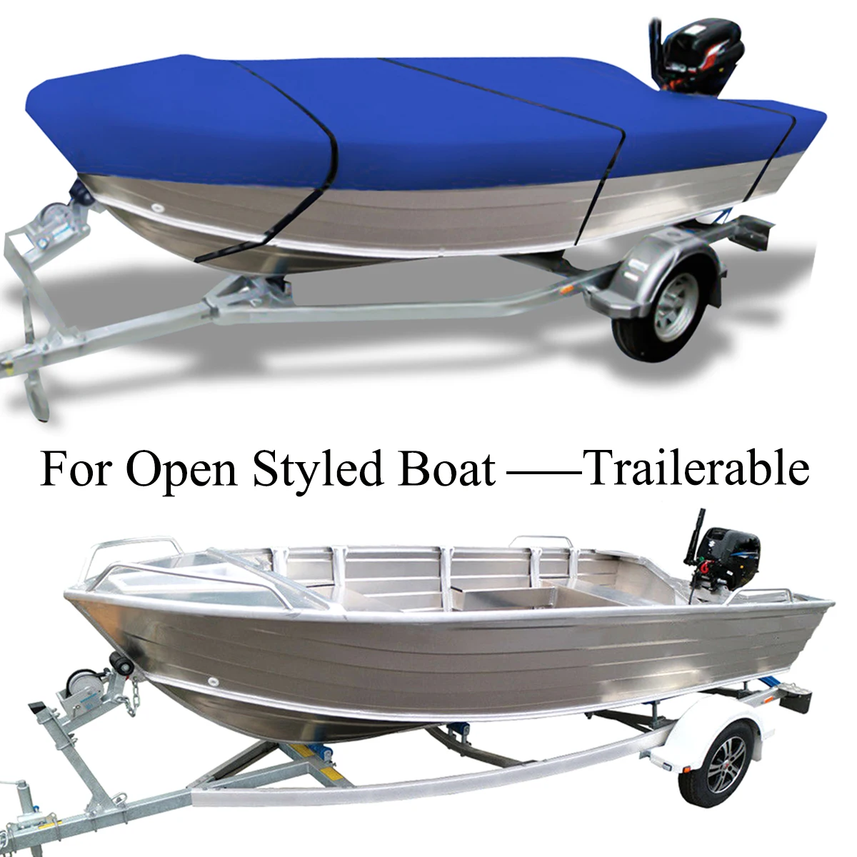 210D 3.5-4.5m Trailerable Heavy Duty Open Boat Cover Fishing Runabout Waterproof