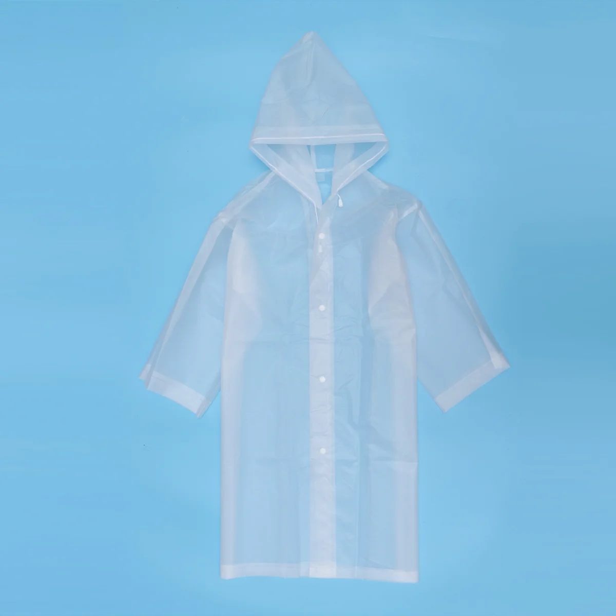 

White Eva Waterproof Raincoat Hood Sleeves Portable Outdoor Reusable Rain Poncho Elastic Cuff Lightweight Durable