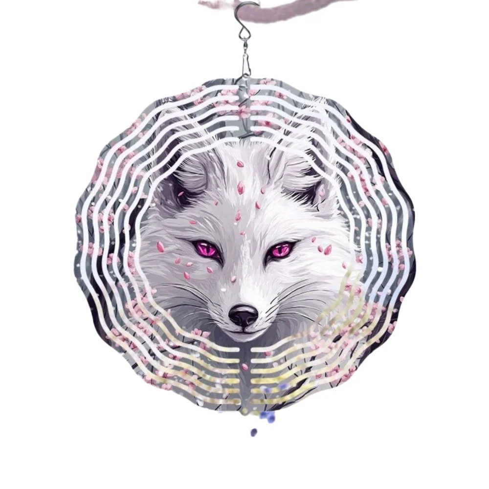 "Hami Kitsune Whirl forjado a mano: arte cinético de metal 3D - Atrapasueños gigante de zorro Sakura para regalos de jardín de primavera y patio japonés