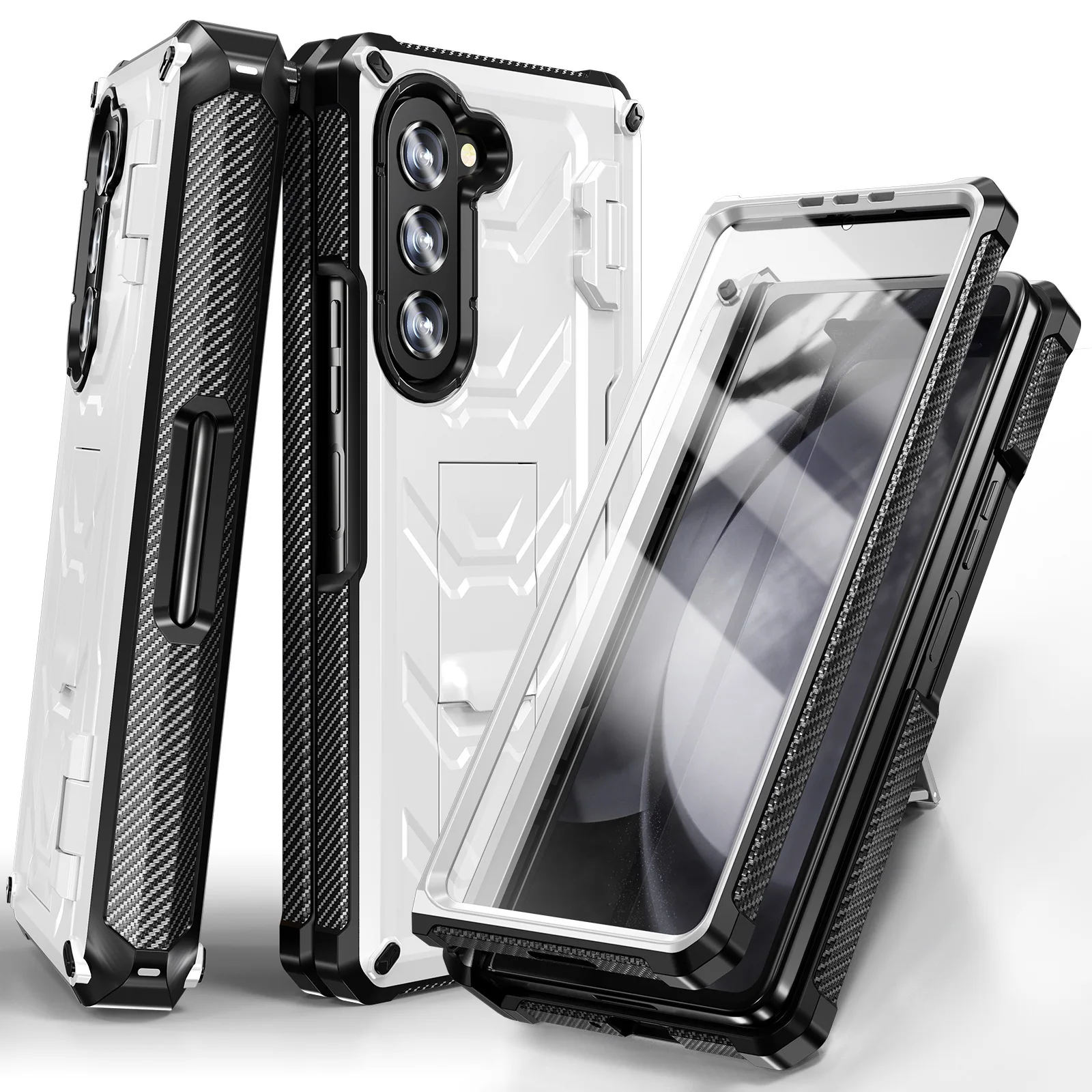 Slot Case For Samsung Galaxy Z Fold 3 4 5G Magnetic Hinge Slide Pen Stand Case Built in Film Armor Bracket Cover Fold3 Hard Case