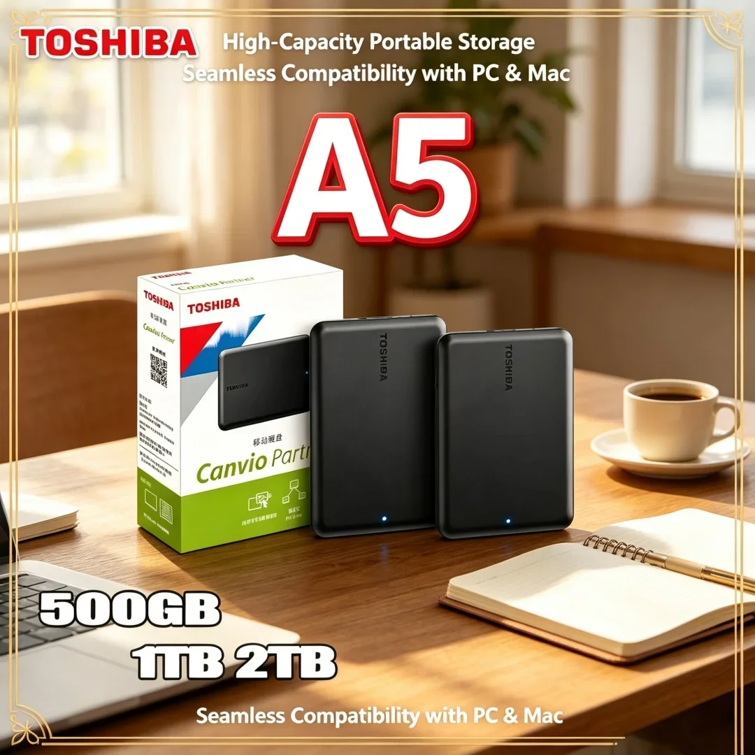 Hot Sale Toshiba A5 Series Small Black Portable Hard Drive High-Speed USB 3.2 Gen1 500GB/1TB/2TB/4TB Compatible With Mac