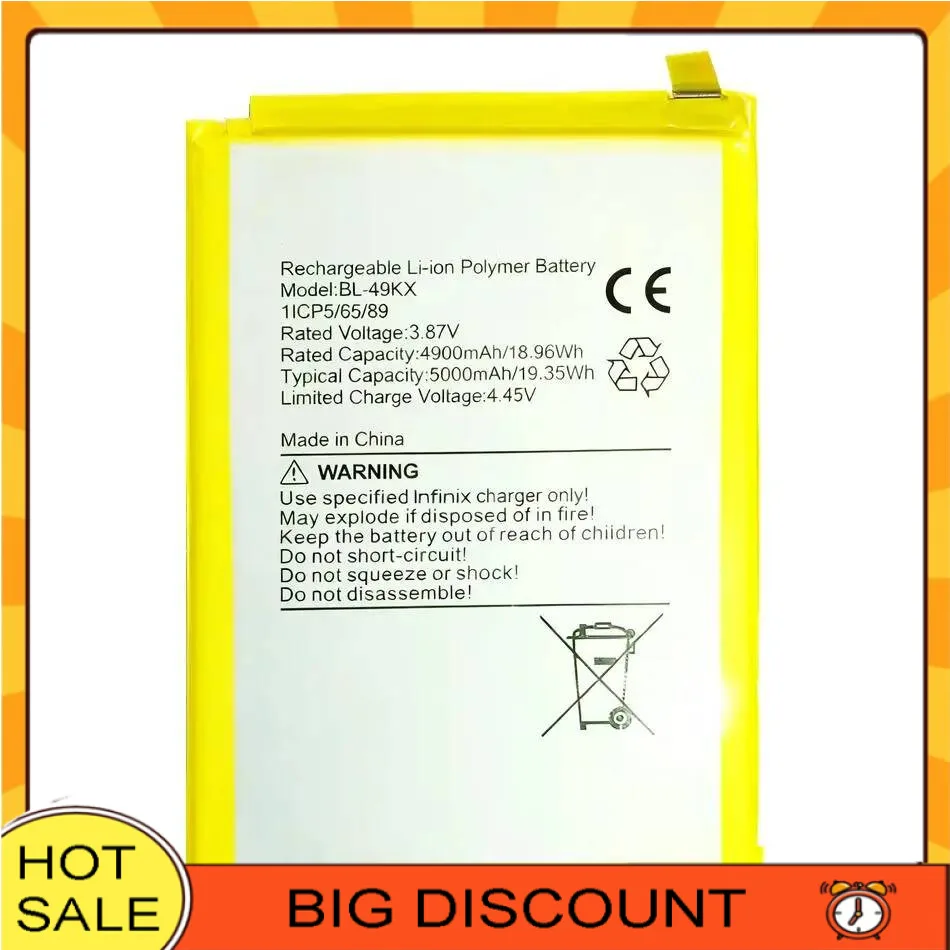 

Mobile Phone Battery BL-49KX 5000Mah For Infinix Note 12I X6819 , 12Pro 5G Hot 8 9 Hot8 Hot9 11 X663 12