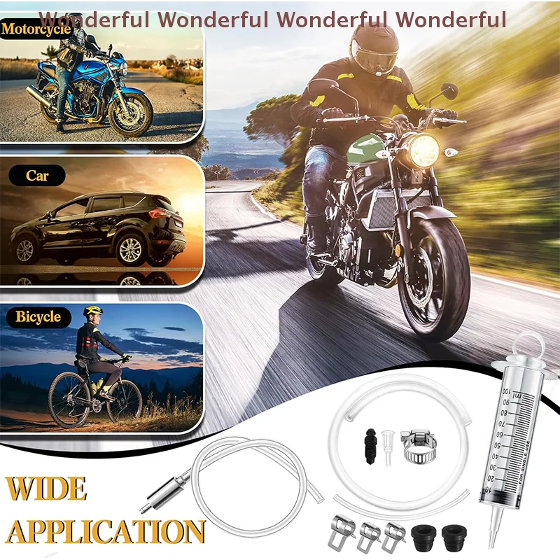

Motorcycle Hydraulic Brake Bleed Kit 100ML Syringe 50cm Hose Universal For Motorbikes Scooters