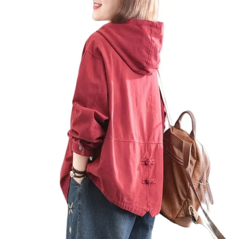 Cotton Hooded Denim Jacket Ladies Casual Jacket 2024 Spring And Autumn New Loose Short Workwear Jacket