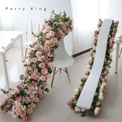 2m Luxury Artificial Flowers Runners Wedding Background Table Centerpiece Flower Row Wall Arch Flower Arrangement Decoration