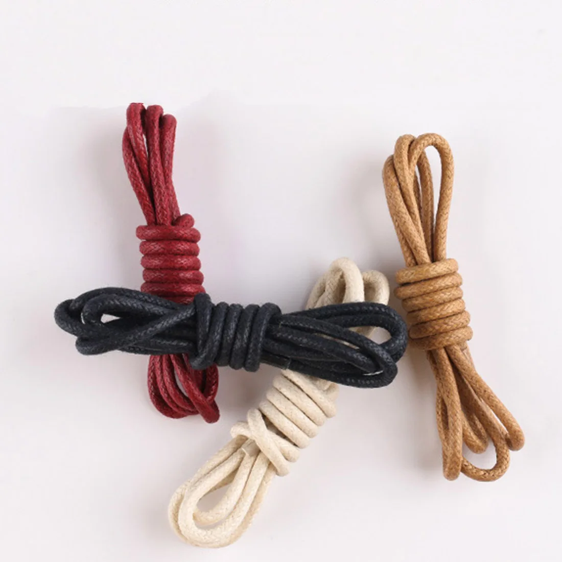 1Pair 80/90/100/120cm Round Waxed Shoelaces Boots Laces Strings Coloured Sport Shoe Laces Cord Leather Shoelaces for Men Women