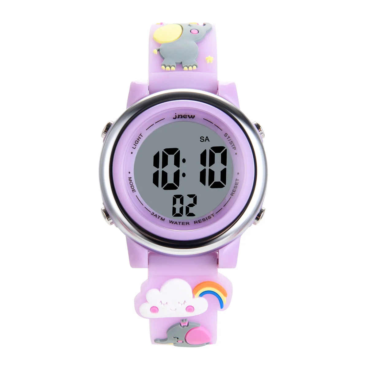 Montre électronique de sport, réveil, étanche, cadran numérique, LED, dessin animé mignon éléphant camion de pompiers, montre pour enfants