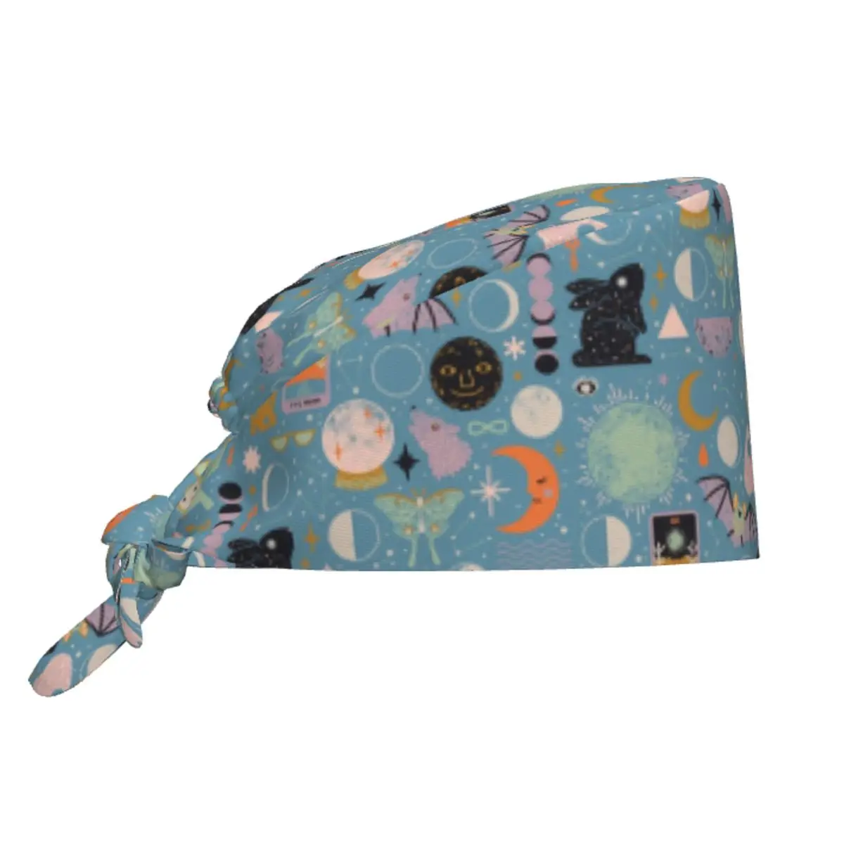 Custom Lunar Eclipse Pattern Celestial Space Moon Working Hat Halloween Witch Scrub Caps Scrub Nursing Doctor Surgeon Cap
